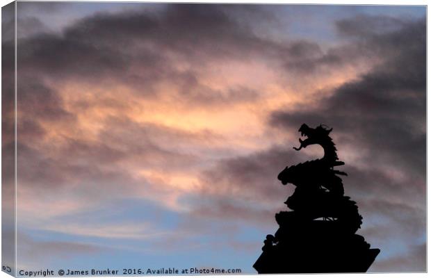 Welsh Dragon at Sunset Canvas Print by James Brunker