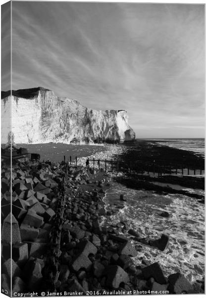 Seaford Head East Sussex in Black and White Canvas Print by James Brunker