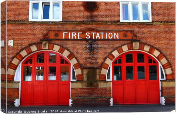 Tonbridge Fire Station Doors Canvas Print by James Brunker