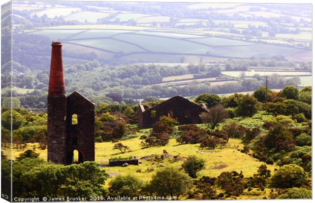 Phoenix United Mine Ruins and Cornish Countryside Canvas Print by James Brunker
