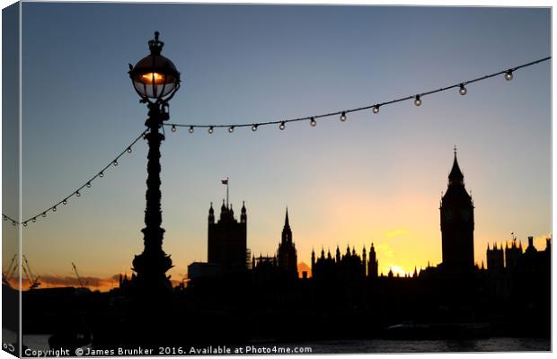 London Sunset Silhouettes Canvas Print by James Brunker