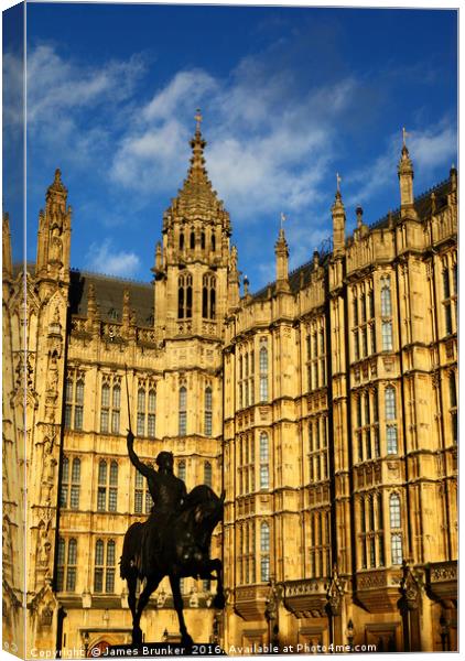 King Richard I and Houses of Parliament London Canvas Print by James Brunker