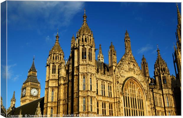 Towers of Palace of Westminster London Canvas Print by James Brunker
