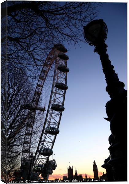 Millennium Wheel and London Skyline at Sunset Canvas Print by James Brunker