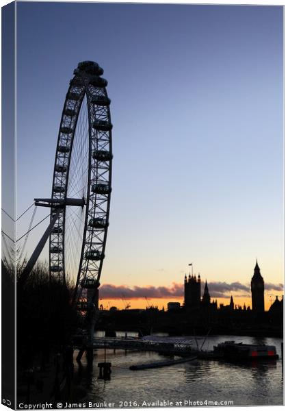 Millennium Wheel River Thames and London Skyline Canvas Print by James Brunker