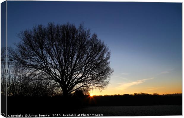 Winter Sunrise in the Weald of Kent Canvas Print by James Brunker