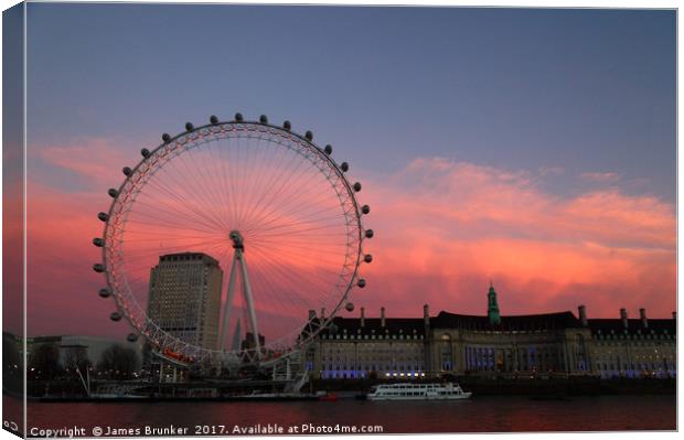 Millennium Wheel and South Bank at Sunset Canvas Print by James Brunker