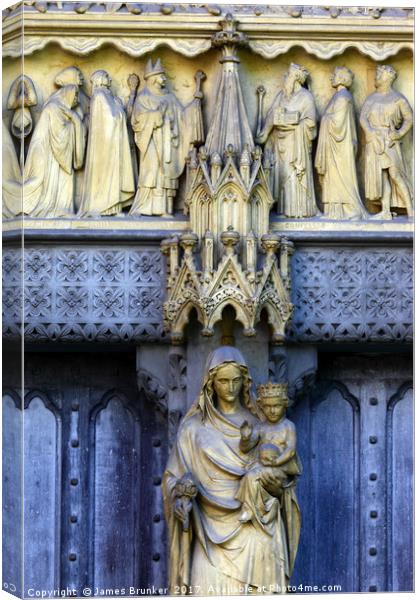 Mary and Jesus Great North Door Westminster Abbey Canvas Print by James Brunker