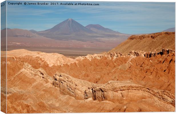 Atacama Desert and Licancabur Volcano Chile Canvas Print by James Brunker