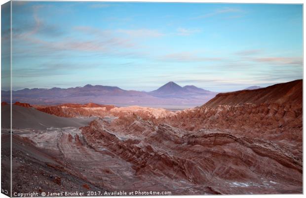 Valle de la Muerte at Sunset Atacama Desert Chile Canvas Print by James Brunker
