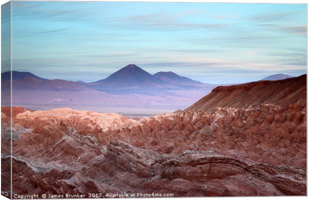 Atacama Desert and Volcanos at Sunset Chile Canvas Print by James Brunker