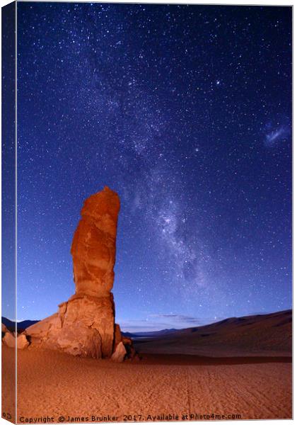 Pacana Monks and Milky Way Atacama Desert Chile Canvas Print by James Brunker