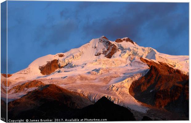 Mt Huayna Potosi Sunrise Cordillera Real Bolivia Canvas Print by James Brunker