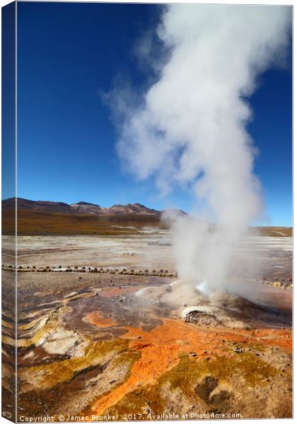 Geyser and mineral Deposits at El Tatio Chile Canvas Print by James Brunker