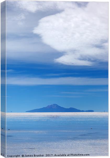 Salar de Uyuni and Tunupa Volcano Vertical Bolivia Canvas Print by James Brunker
