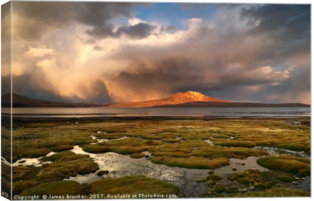 Stormy Skies Over Lauca National Park Chile Canvas Print by James Brunker