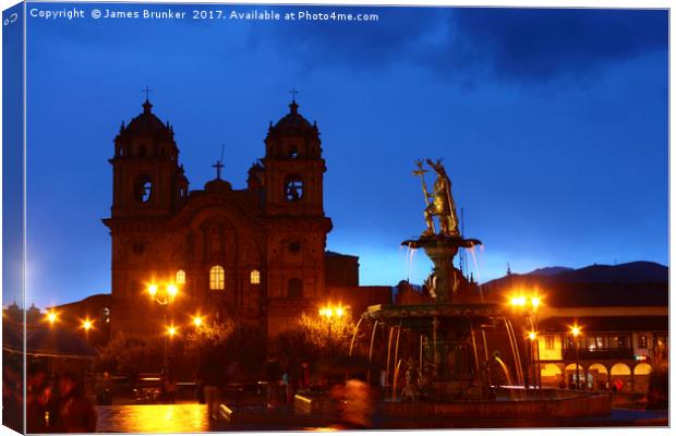 Compania de Jesus Church at Twilight Cusco Peru Canvas Print by James Brunker