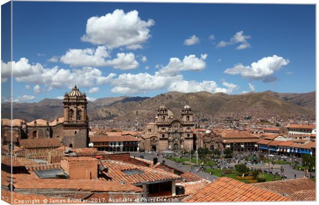 View Over Plaza de Armas Square Cusco Peru Canvas Print by James Brunker