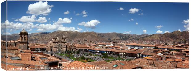 Panoramic View of Historic City of Cusco Peru Canvas Print by James Brunker