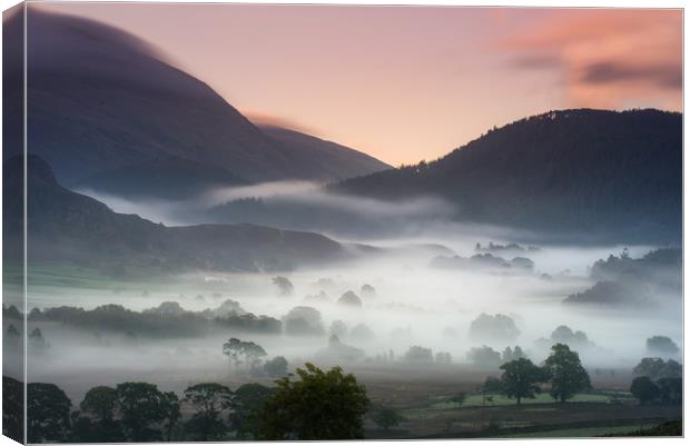Mist in the Valley Canvas Print by Gareth Mon Jones