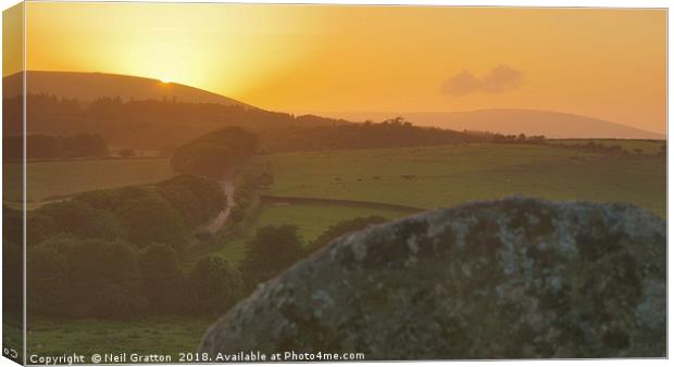 Sunset from Hound Tor Canvas Print by Nymm Gratton