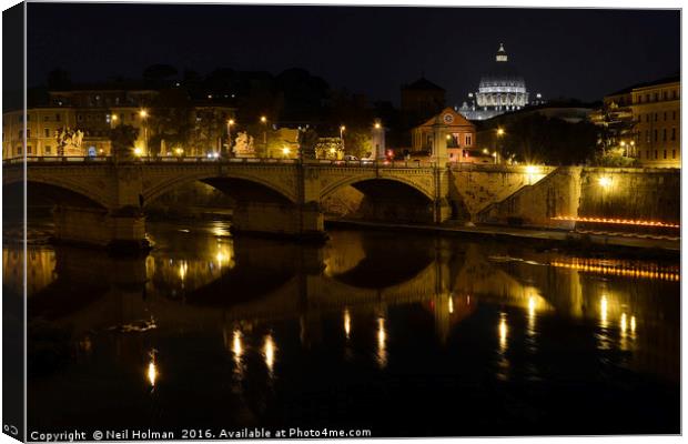 Ponte Vittorio Emanuelo II Bridge, Rome  Canvas Print by Neil Holman