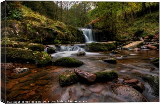 Blaen y Glyn Waterfall, Brecon Beacons  Canvas Print by Neil Holman