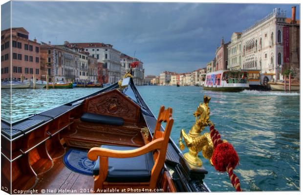 Gondola and the Grand Canal, Venice Canvas Print by Neil Holman