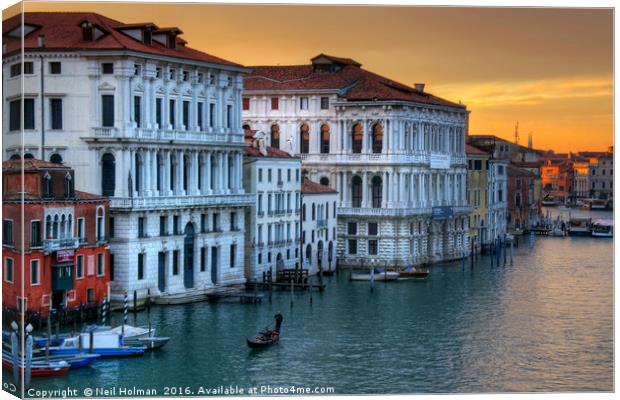 Sunset over the Grand Canal Venice Canvas Print by Neil Holman