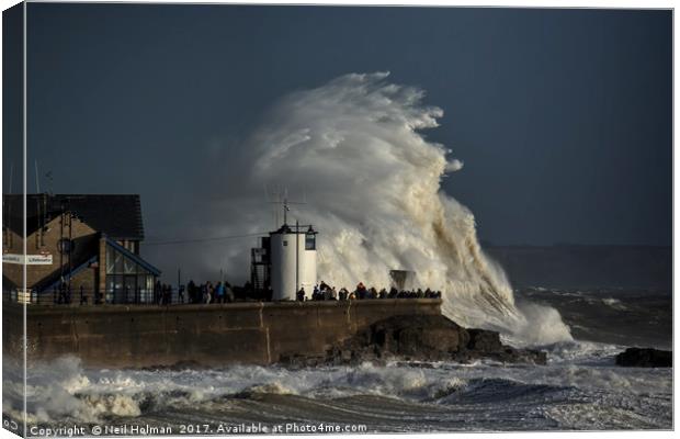 Storm Ophelia hit Porthcawl Canvas Print by Neil Holman