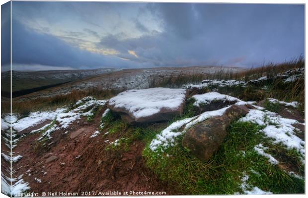 Approaching Snow Storm, Brecon Beacons Canvas Print by Neil Holman