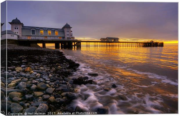 Penarth Pier Sunrise Canvas Print by Neil Holman