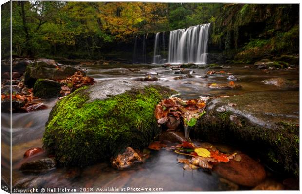 Sgwd Ddwli Waterfall, Brecon Beacons  Canvas Print by Neil Holman