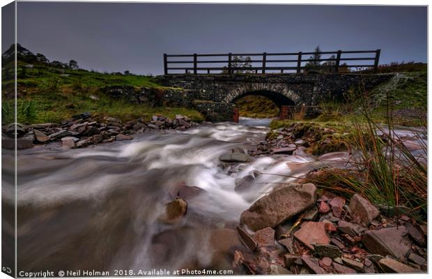 Valley Bridge in the Brecon Beacons  Canvas Print by Neil Holman