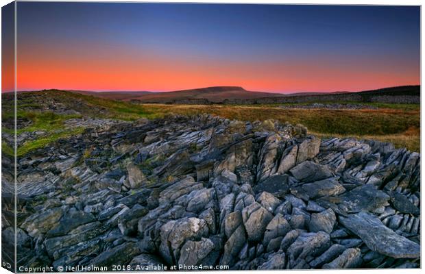 Limestone Sunrise, Penwyllt  Canvas Print by Neil Holman