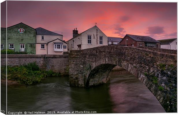 The Old Stone Bridge, Bridgend Canvas Print by Neil Holman