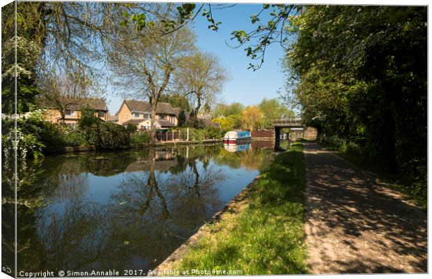 Summer Canal Canvas Print by Simon Annable