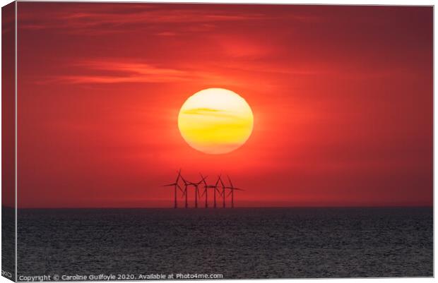 Wind Farm Sunset Canvas Print by Caroline James