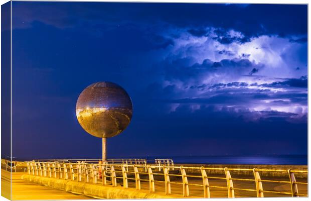 Blackpool Mirror Ball Storm Canvas Print by Caroline James