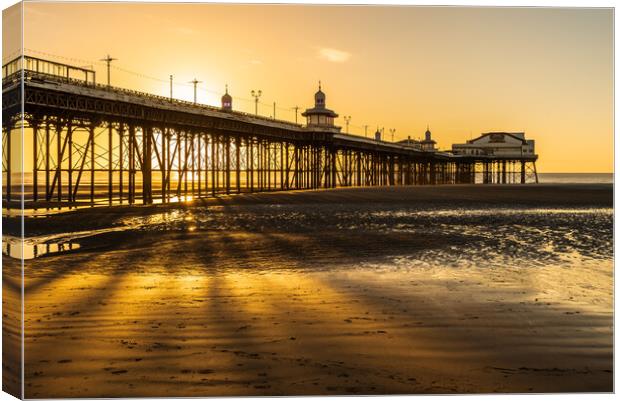 Blackpool North Pier during Golden Hour Canvas Print by Caroline James