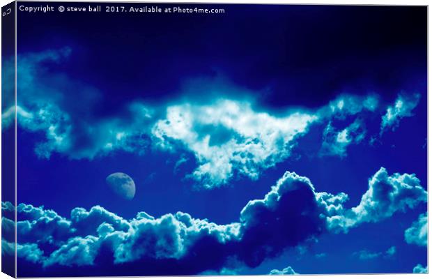 Blue clouds and moon Canvas Print by steve ball