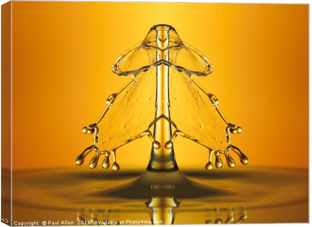 golden water drop symmetry Canvas Print by Paul Allen