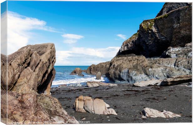 The rocky foreshore at Ilfracombe beach, Devon, England, UK Canvas Print by Joy Walker