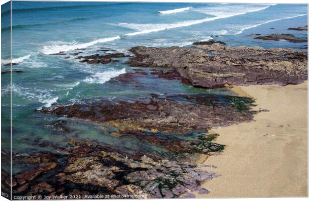 A view along the Cornish coast looking down to the Canvas Print by Joy Walker