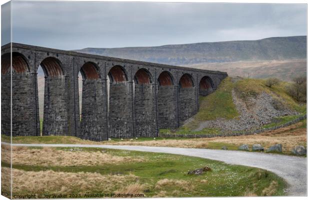 The Ribblehead viaduct train crossing, Yorkshire, UK Canvas Print by Joy Walker