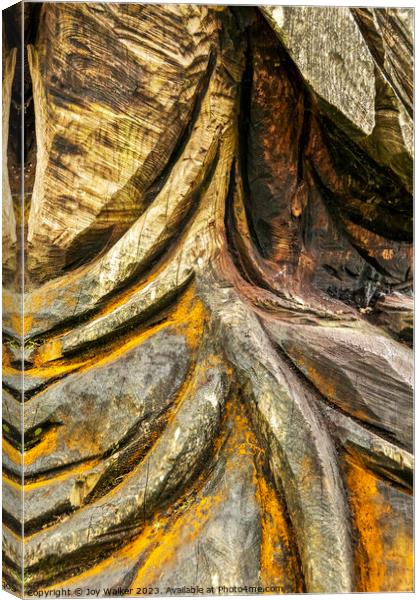 Close-up of a garden wood carving Canvas Print by Joy Walker