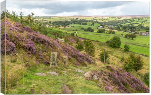 Long distance views from Baildon Moor.  Canvas Print by Ros Crosland