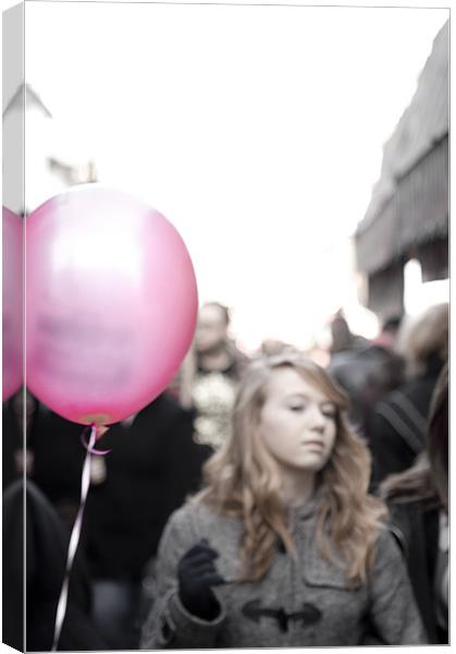 Girl with balloon Canvas Print by Mi Bewick