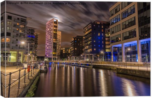 Leeds Dock, Full Moon Canvas Print by Phil MacDonald