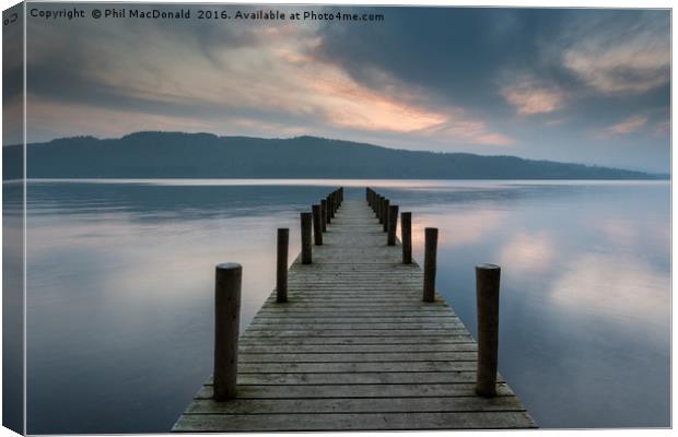Sunset Jetty, Windermere in the UK Lake District Canvas Print by Phil MacDonald